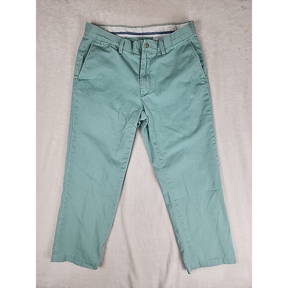 Polo Ralph Lauren Flat Front Cotton Green Chino Khaki Pants Classic Fit W30xL26 - Picture 1 of 15